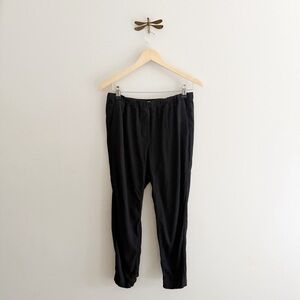 Vince Cropped Crepe Pull On Elastic Waist Black Joggers Womens Medium